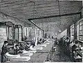 La salle, ou l'atelier de revoyage, de comptage, de pliage, de mise en presse et d'empaquetage du papier, dessin à l'encre par Louis Figuier, 1873