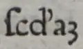 Et dans ‹&nbsp;ſcđaꝫ&nbsp;›, l’abréviation de secundam, dans Bartolus de Saxoferrato, Super secunda parte Codicis, 1471, 68v.