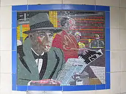 Mosaïque recréant la scène, Station de métro Leytonstone.