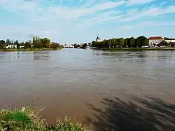 Confluent de l'Isle (en face) et de la Dordogne à Libourne.