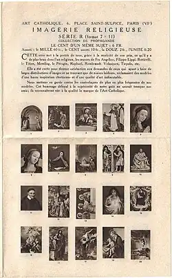 Dépliant publicitaire - Imagerie Religieuse série R