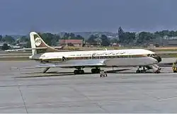 Caravelle de Libyan Arab Airlines à l'aéroport international de Genève (1971).