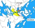 Carte sommaire où sont placés Lidingö et Stockholm