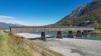 Alte Rheinbrücke, pont sur le Rhin entre Sevelen et Vaduz.