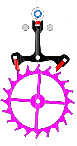 Cheville de plateau sur la ligne des centres