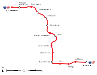 Plan des stations de la ligne A.