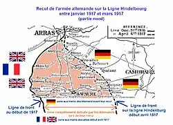 Situation de Bapaume après le retrait allemand sur la Ligne Hindenburg en avril 1917.