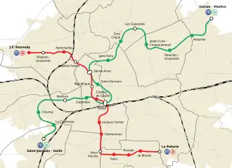 Plan du métro de Rennes.