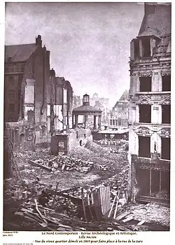 Vue du quartier démoli en 1869 pour faire place à la "rue de la Gare" (actuelle rue Faidherbe).