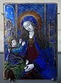 La Vierge à l'enfant, émaux polychrome rehauts d'or, paillons d'argent, 1re&nbsp;moitié du XVIIe&nbsp;siècle, Jehan II Limosin.