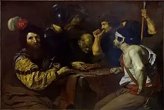 Soldat jouant aux dès la tunique du Christ, milieu XVIIe&nbsp;siècle, Nicolas Régnier.