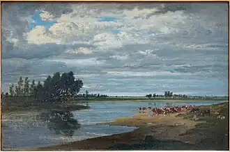 La Seine à Villeneuve-Saint-Georges, milieu du XIXe&nbsp;siècle Théodore Rousseau.