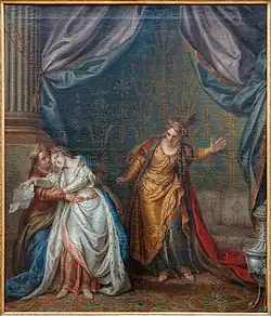 L'évanouissement d'Atalide, original de Coypel ayant servi de modèle pour la tapisserie Roxane et Atalide, 1748, palais des Beaux-Arts de Lille, sur le thème de Bajazet de Racine.