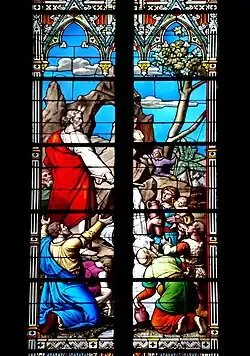 Moïse fait jaillir l'eau du rocher (Exode 17, 1 à 8).