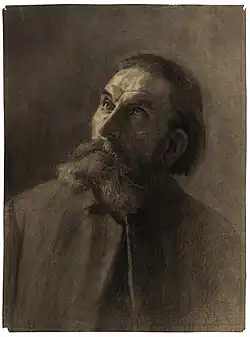 Lilly Walther&nbsp;(et) (1866‒1946), Portrait d'un homme, 1909. Papier, fusain.