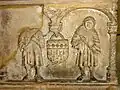 Sarcophage, bas-relief - deux confrères de la Charité.