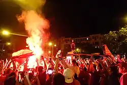 Célébration de fans de Liverpool à Madrid après la finale de la ligue des champions en 2019.