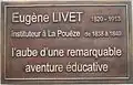 Plaque apposée sur le mur de la bibliothèque de la Pouëze