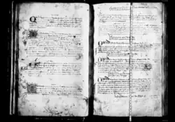 Livre velu f°1v ; f°2r, 2009 (AM Libourne, AA1)