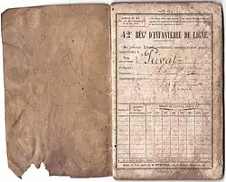 Livret du 42e régiment d'infanterie de ligne, 1870.