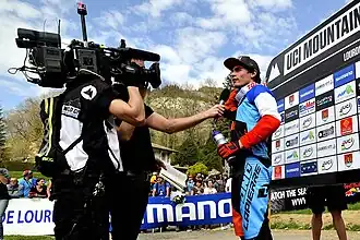 Loïc Bruni lors de la 1re manche de la Coupe du monde 2015 à Lourdes.