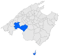 Localisation de Palmadans l'île de Majorque.