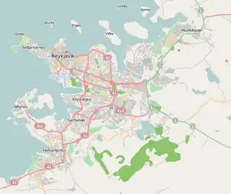 Carte de l'agglomération de Reykjavik avec l'Álftanes à l'ouest.