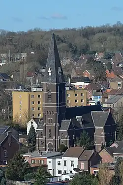 Église Saint-Roch bâtie en 1913. Elle se situe dans le quartier du "Coucou" à Lodelinsart-Ouest.