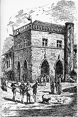 Loge de la Mer en 1489.Dessin de Grimm dans le livre de Pierre Vidal.