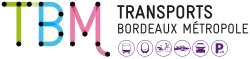 Logo de TBM. Les trois lettres sont respectivement verte, bleu et rose.