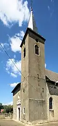 La tour d'église Saint-Élophe, côté sud-ouest.