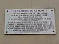 La maison du drapeau des Volontaires, plaque commémorative.