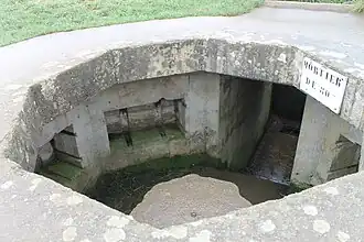 Photographie d'une embrasure de casemate enterrée.