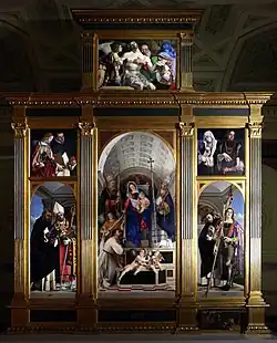 Lorenzo Lotto, polyptyque de saint Dominique, 307&nbsp;×&nbsp;242&nbsp;cm, Recanati, 1508.