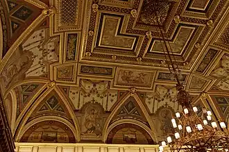 Salle Lotz du Párizsi Nagy Áruház, aujourd'hui café de la librairie du 39 avenue Andrássy, Budapest (1910)