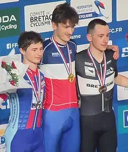 Podium de la course aux points juniors (U19).