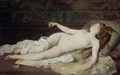 Sommeil, Salon de 1873, huile sur toile, 119,50&nbsp;×&nbsp;202,50&nbsp;cm, Musée des Beaux-arts de Rouen, France, nº&nbsp; inv. D 874.12.