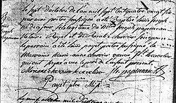 Acte de baptême de Loüis Joseph Papineau. 7 octobre 1786. Paroisse Notre-Dame de la ville de Montréal.