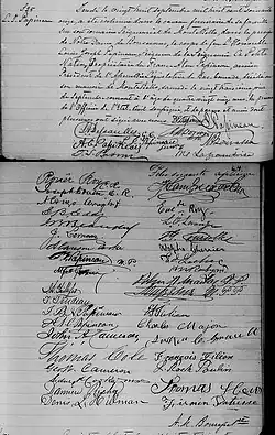 Acte de sépulture de Louis Joseph Papineau. 28 septembre 1871. Paroisse Notre-Dame-de-Bon-Secours de la ville de Montebello.