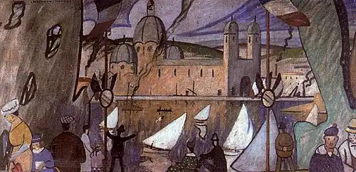 Louis-Mathieu Verdilhan, Le 14 juillet à Marseille (panneau peint, couloir des baignoires).