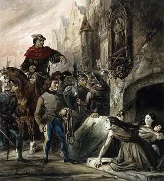 Scène de Notre-Dame de Paris peinte par Louis Boulanger, vers 1831, maison de Victor Hugo, Paris.