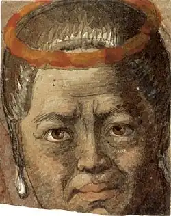 Kaahumanu, Femme des îles Sandwich, plume, lavis d'encre et à l'aquarelle, 1816, Honolulu Museum of Art