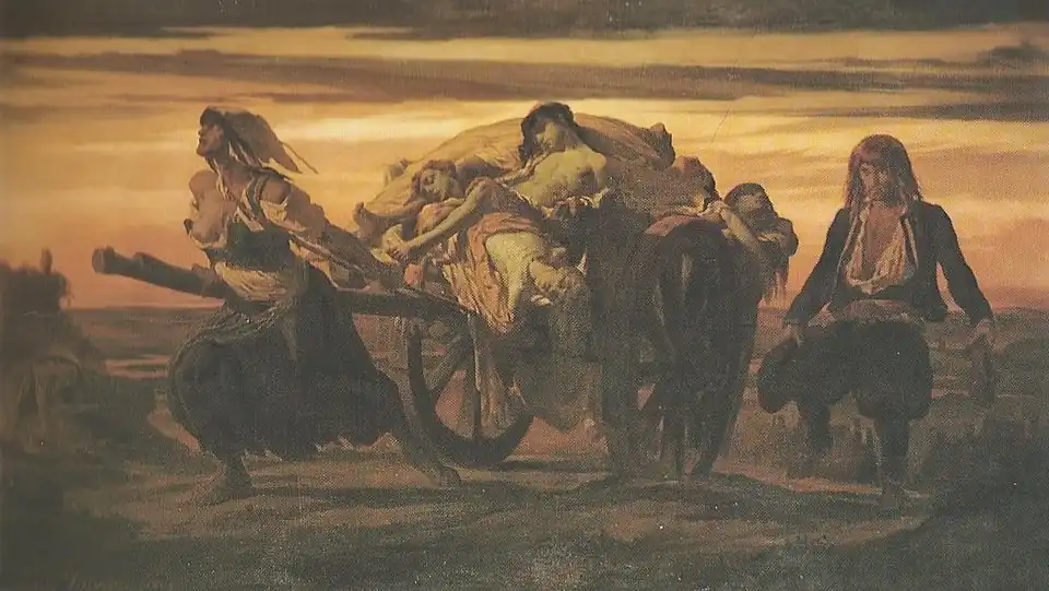 Louis Duveau : La peste d'Elliant (1849, musée des beaux-arts de Quimper).