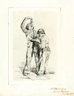 Maccaroni Eaters, de sa série Souvenir of Southern Italy (eau-forte, 1871, British Museum).