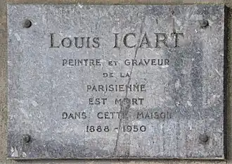 Plaque en hommage à Louis Icart.