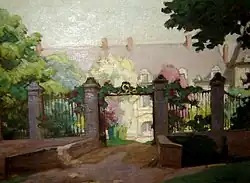 Reproduction du tableau de Louis Jean-Baptiste Vasseur : Les grilles du château de Thoix