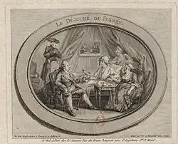 Le déjeuner de Ferney, gravée en 1776 par Louis-Joseph Masquelier et Néé Denon ; dessinée par Dominique-Vivant Denon