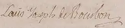 Signature de Louis V Joseph de Bourbon-Condé