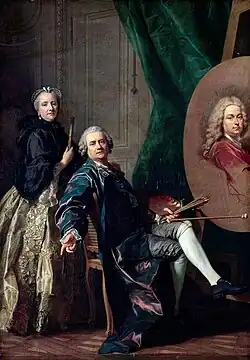 L'auteur avec sa sœur, travaillant au portrait de son père, 1763.