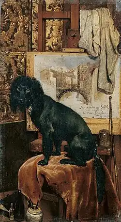 Caniche noir dans l'atelier de l'artiste, 1885..